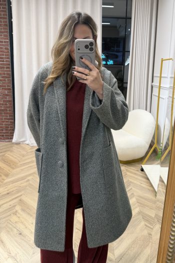 Winter Belted Coat – Grey - Image 4