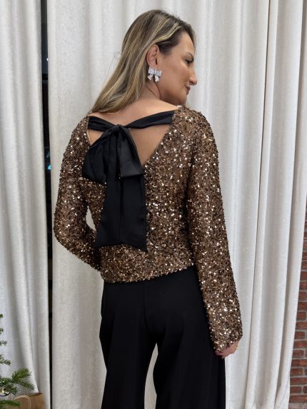 Yvonne Sequin Top – Bronze