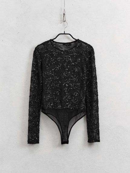 Joy Sequin Bodysuit – Black