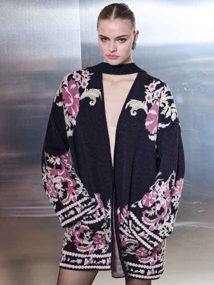 Winter Blossom Knit Cardigan – Print