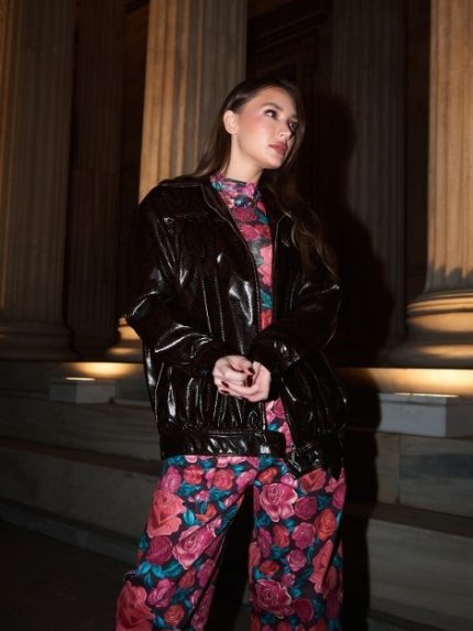 Boa Faux Leather Jacket – Brown Snake