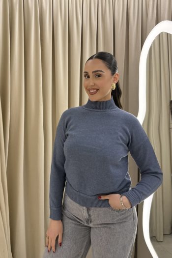 Margot Turtleneck Knit – Sky Blue - Image 2