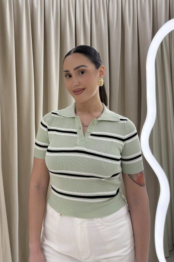 Mindy Polo Knit – Mint
