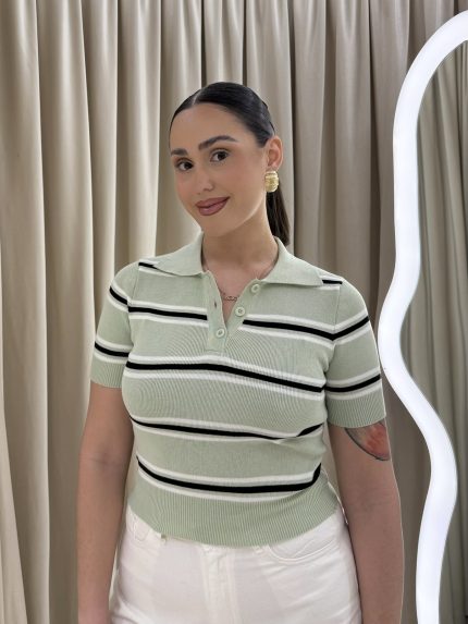 Mindy Polo Knit – Mint