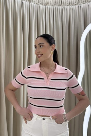 Mindy Polo Knit – Pink - Image 2
