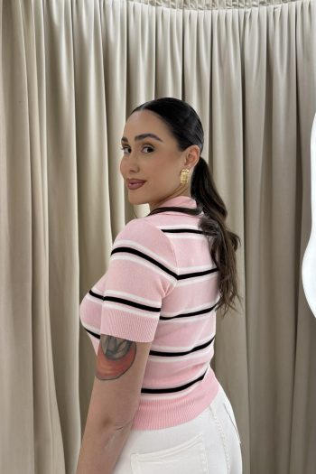 Mindy Polo Knit – Pink - Image 3