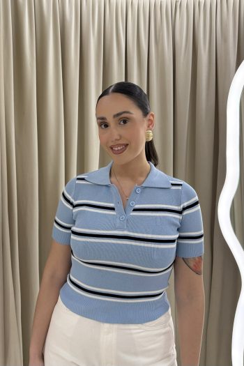 Mindy Polo Knit – Baby Blue - Image 2