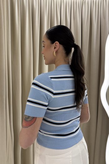 Mindy Polo Knit – Baby Blue - Image 3