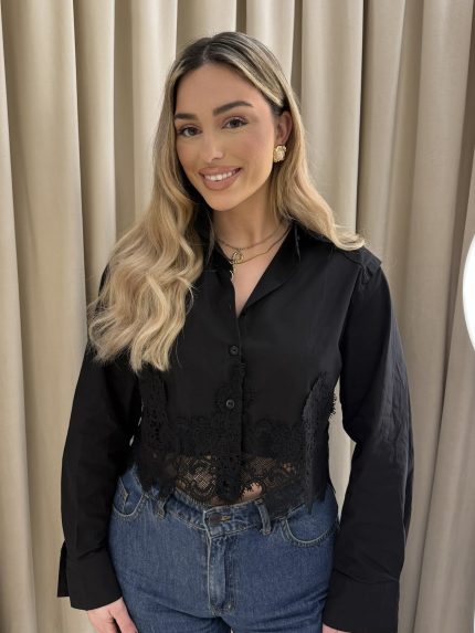Lois Lace Shirt – Black