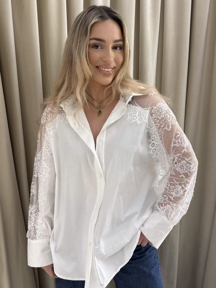 Maxine Lace Shirt – White