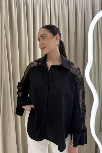 Maxine Lace Shirt – Black
