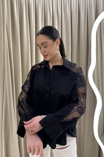 Maxine Lace Shirt – Black - Image 2