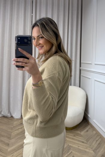 Glitter Roundneck Knit – Beige - Image 4