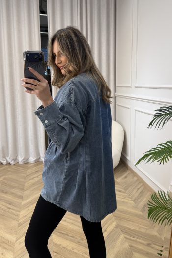 Belted Denim Jacket – Mid Blue - Image 6