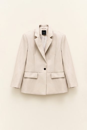 Macy Leather Blazer – Beige - Image 2