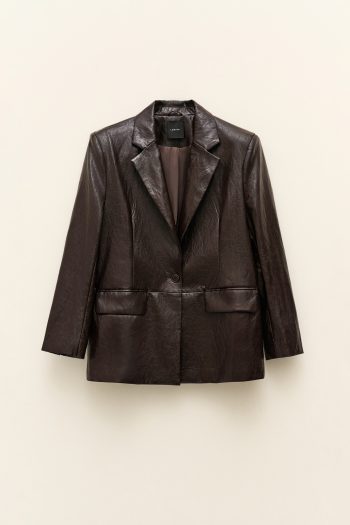 Macy Leather Blazer – Brown