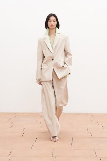 Macy Leather Blazer – Beige - Image 3