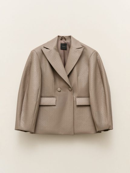 Willow Leather Blazer – Beige