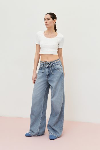 Charlie Wide Leg Denim – Blue - Image 3