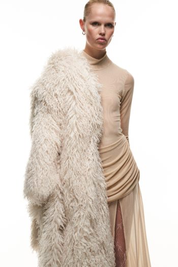 Snowflake Fur Coat – Off White - Image 4