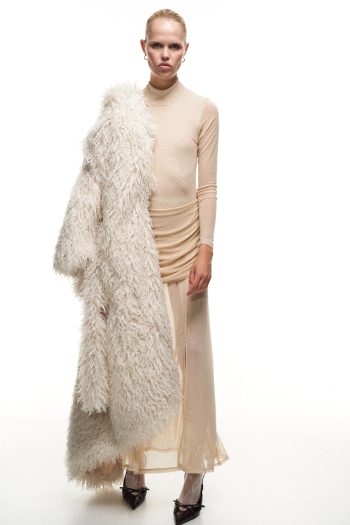 Snowflake Fur Coat – Off White - Image 3