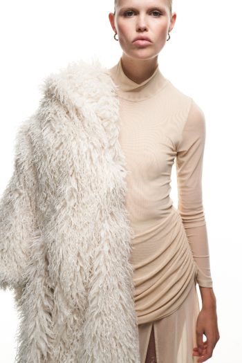 Snowflake Fur Coat – Off White - Image 2