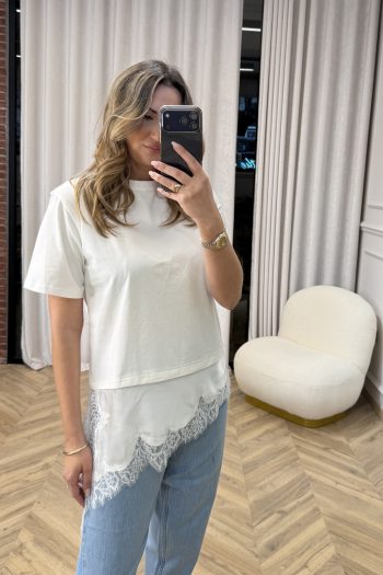 Satin Lace T-shirt – White