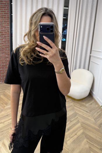 Satin Lace T-shirt – Black - Image 2