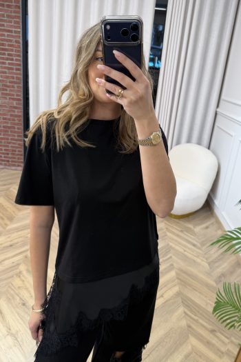 Satin Lace T-shirt – Black