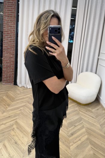 Satin Lace T-shirt – Black - Image 4