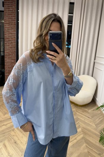Maxine Lace Shirt – Baby Blue - Image 4