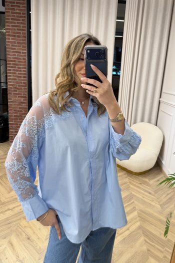 Maxine Lace Shirt – Baby Blue - Image 2