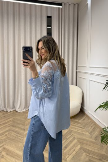 Maxine Lace Shirt – Baby Blue - Image 7