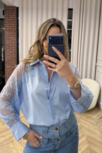 Maxine Lace Shirt – Baby Blue - Image 3