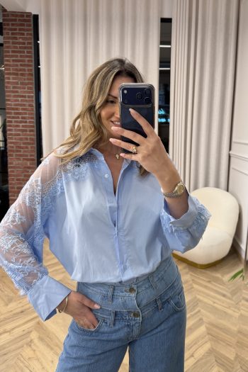 Maxine Lace Shirt – Baby Blue
