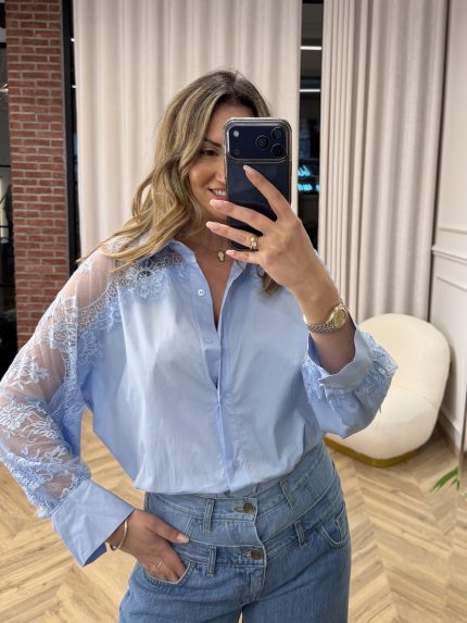Maxine Lace Shirt – Baby Blue