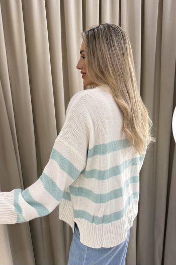 Maison Striped Knit – Aqua - Image 3