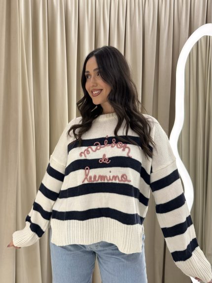 Maison Striped Knit – Blue