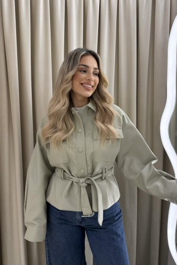 Vera Leather Belted Jacket – Clay