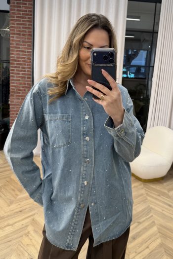 Strass Denim Jacket – Light Blue