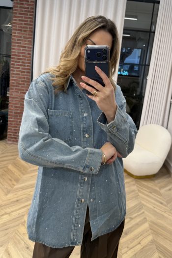 Strass Denim Jacket – Light Blue - Image 2