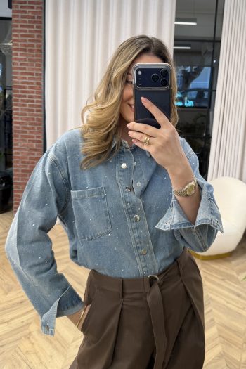 Strass Denim Jacket – Light Blue - Image 3