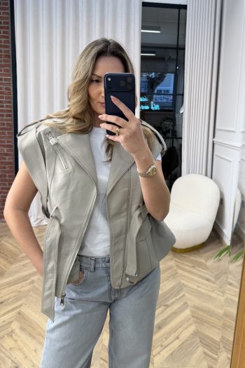 Vicky Belted Vest – Grey - Image 3