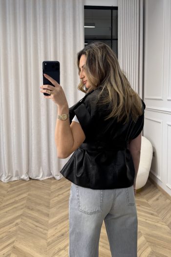 Vicky Belted Vest – Black - Image 4