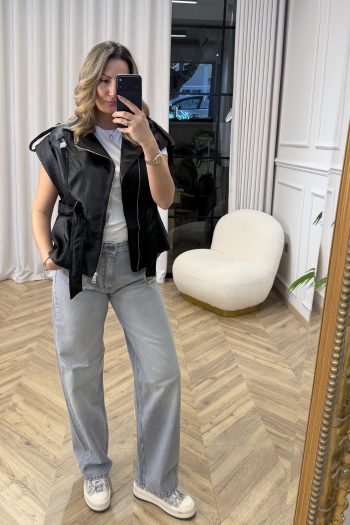 Vicky Belted Vest – Black - Image 3