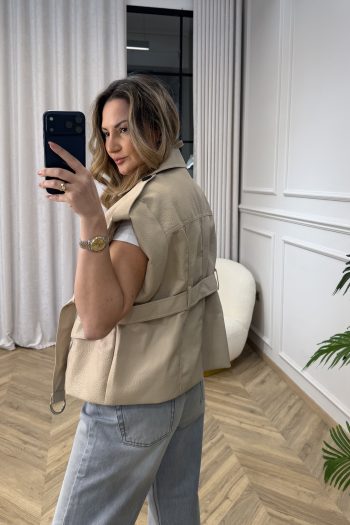 Vicky Belted Vest – Nude - Image 4