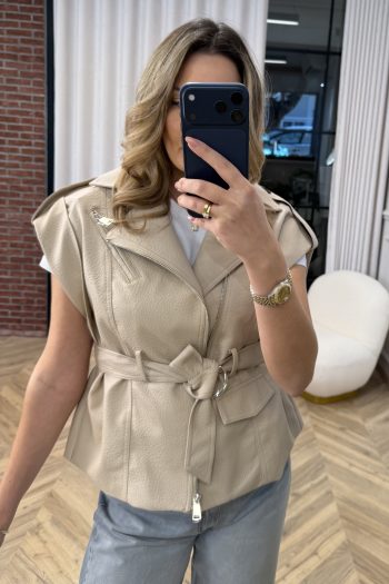 Vicky Belted Vest – Nude