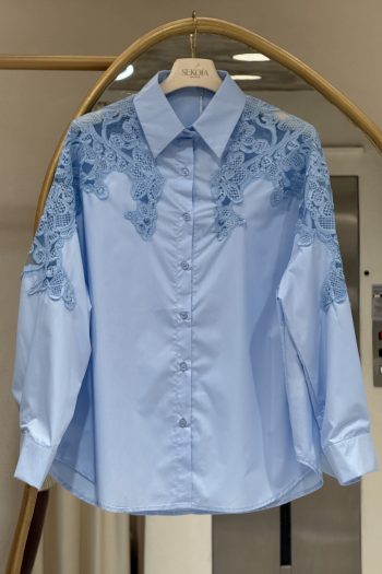 Talia Embroidered Shirt – Sky Blue