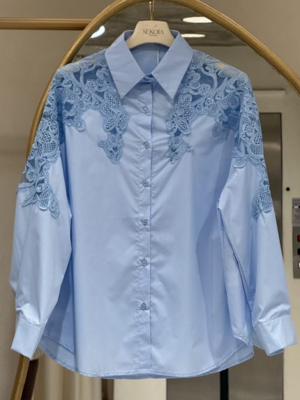 Talia Embroidered Shirt – Sky Blue