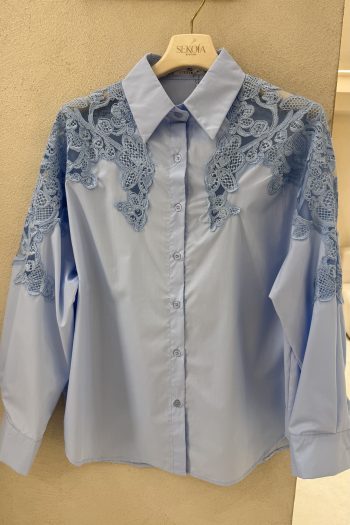 Talia Embroidered Shirt – Sky Blue - Image 4